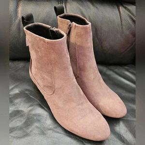 Zara Faux Suede Ankle Booties Chesnut Size 7 US Zipper NWT